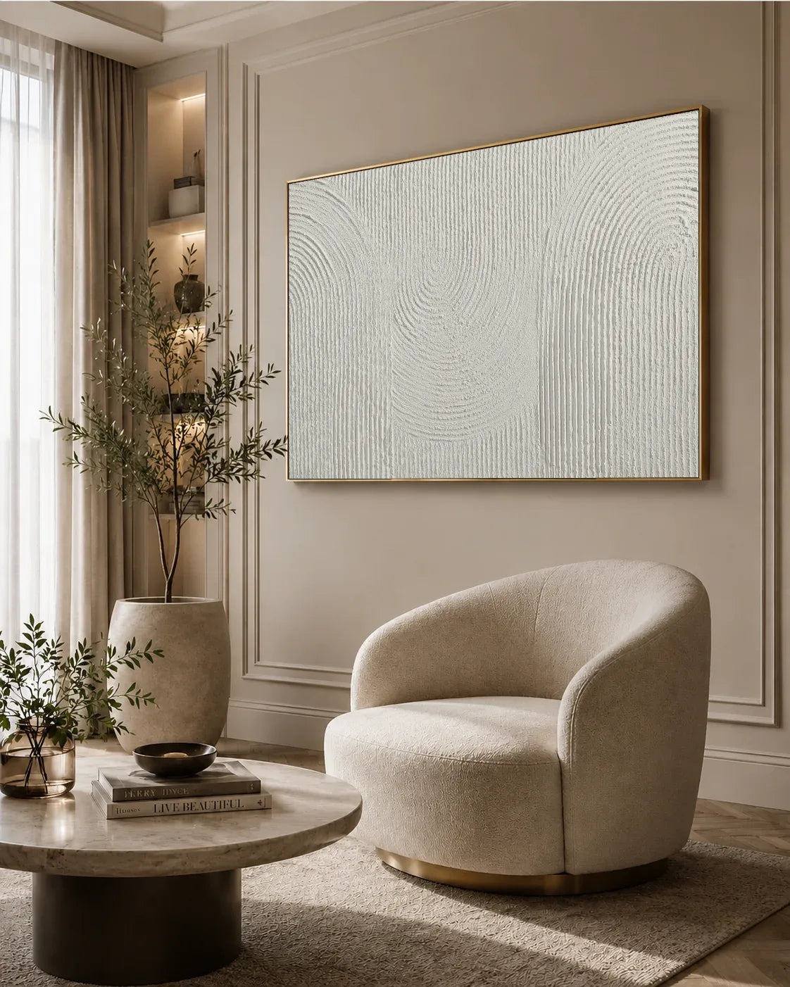 Wide Modern Wabi Sabi Canvas Painting No.197