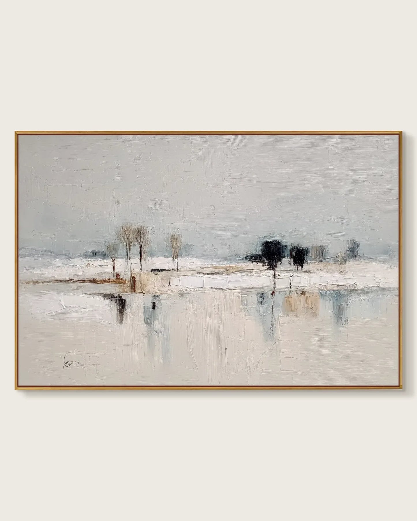 Wide Natural Tone Wabi Sabi Canvas Art No.200