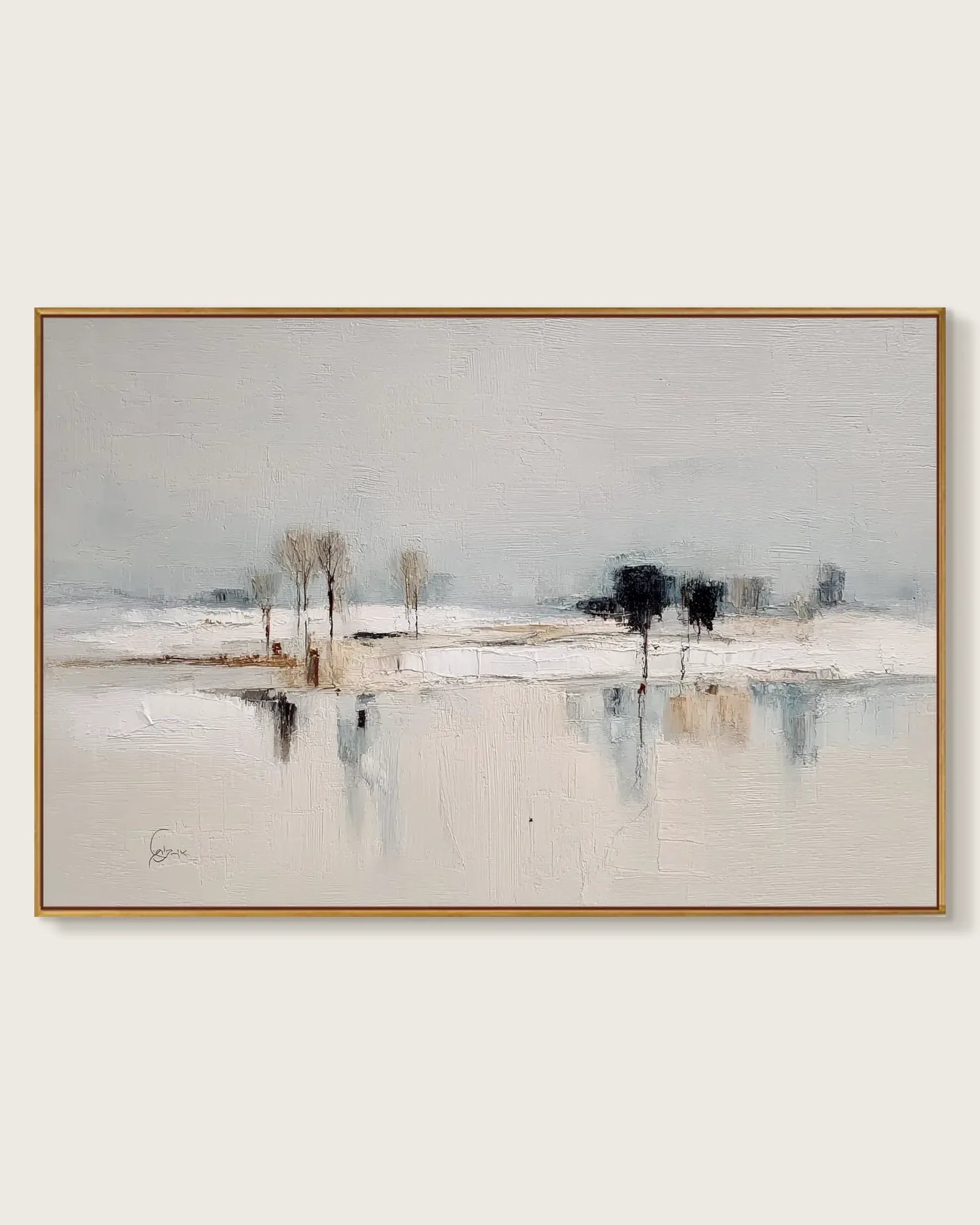 Wide Natural Tone Wabi Sabi Canvas Art No.200