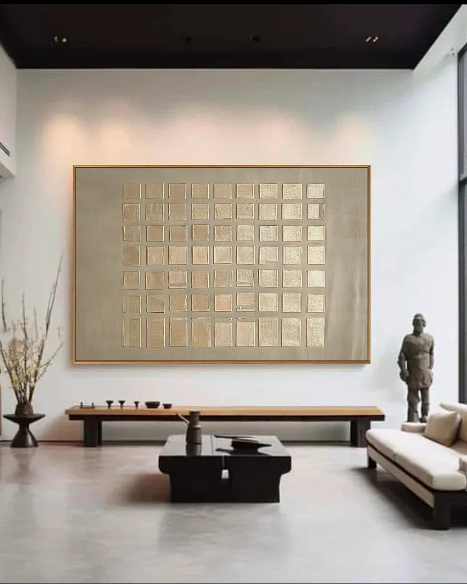Wide Natural Tone Wabi Sabi Canvas Painting No.202