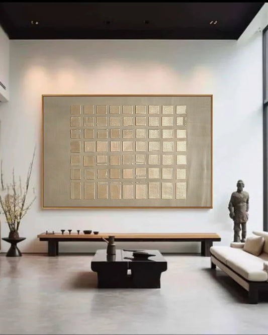 Wide Natural Tone Wabi Sabi Canvas Painting No.202