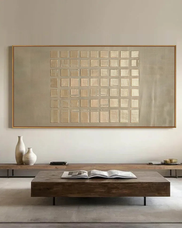 Wide Natural Tone Wabi Sabi Canvas Painting No.202