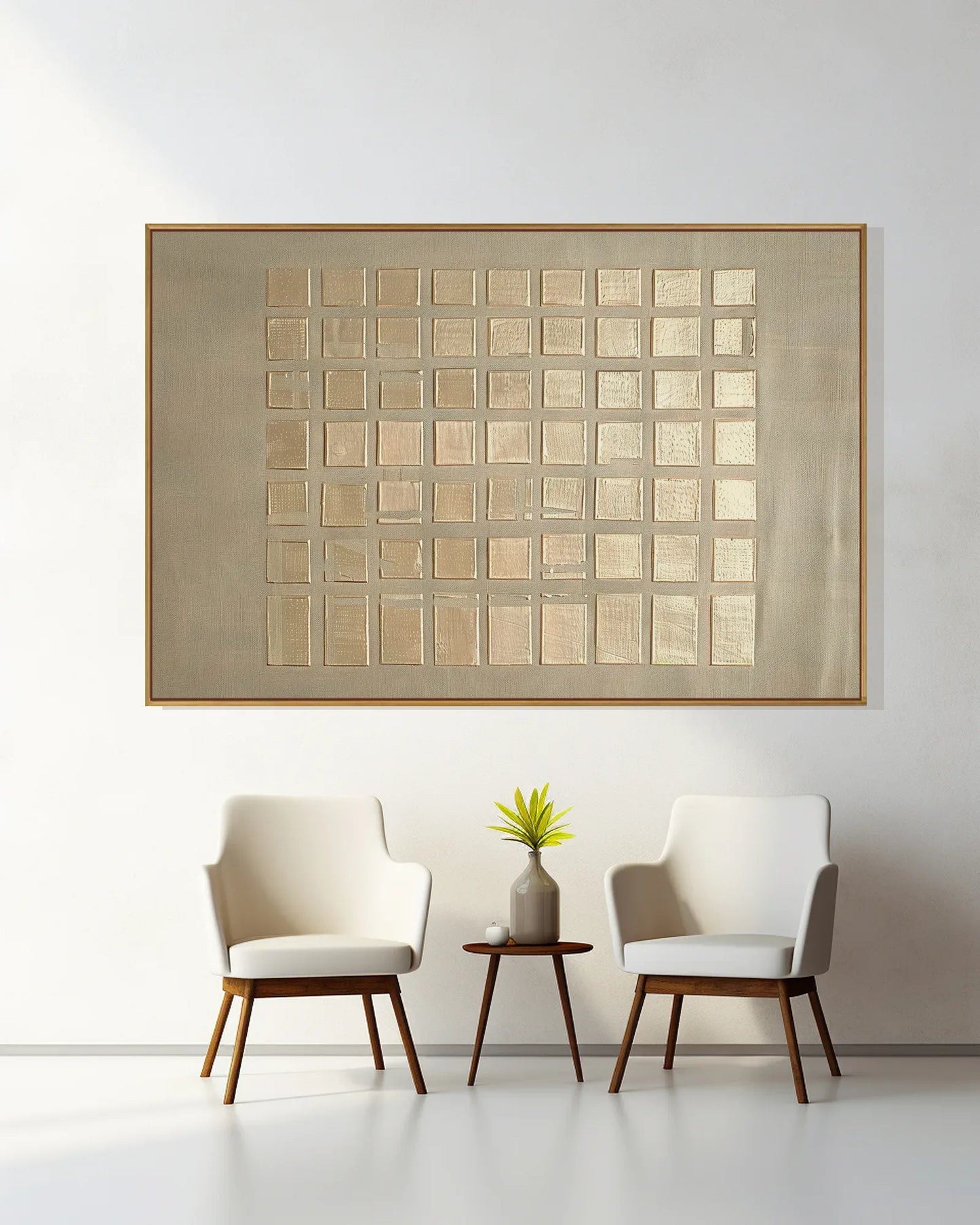 Wide Natural Tone Wabi Sabi Canvas Painting No.202