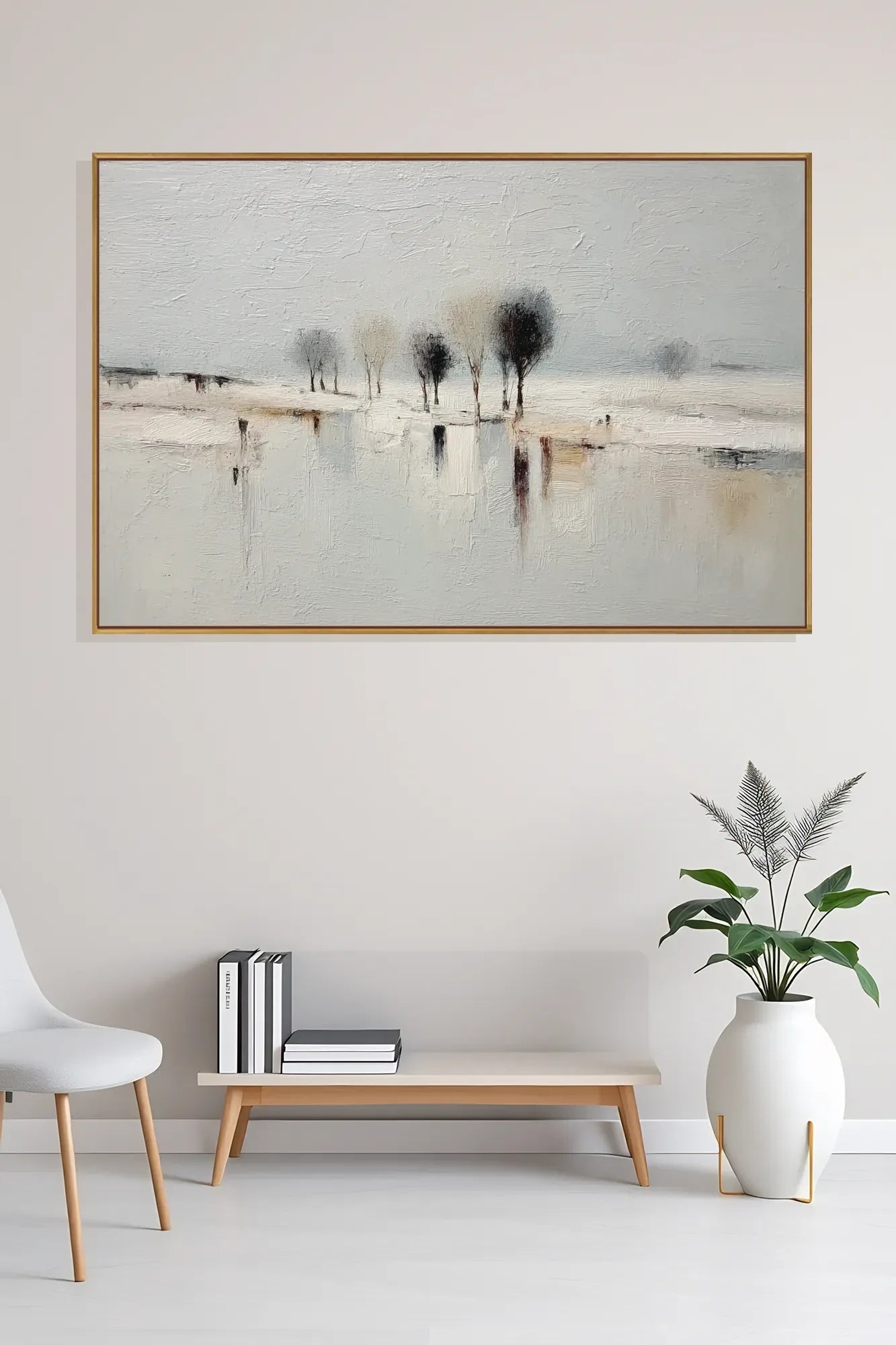 Wide Natural Tone Wabi Sabi Wall Art No.198