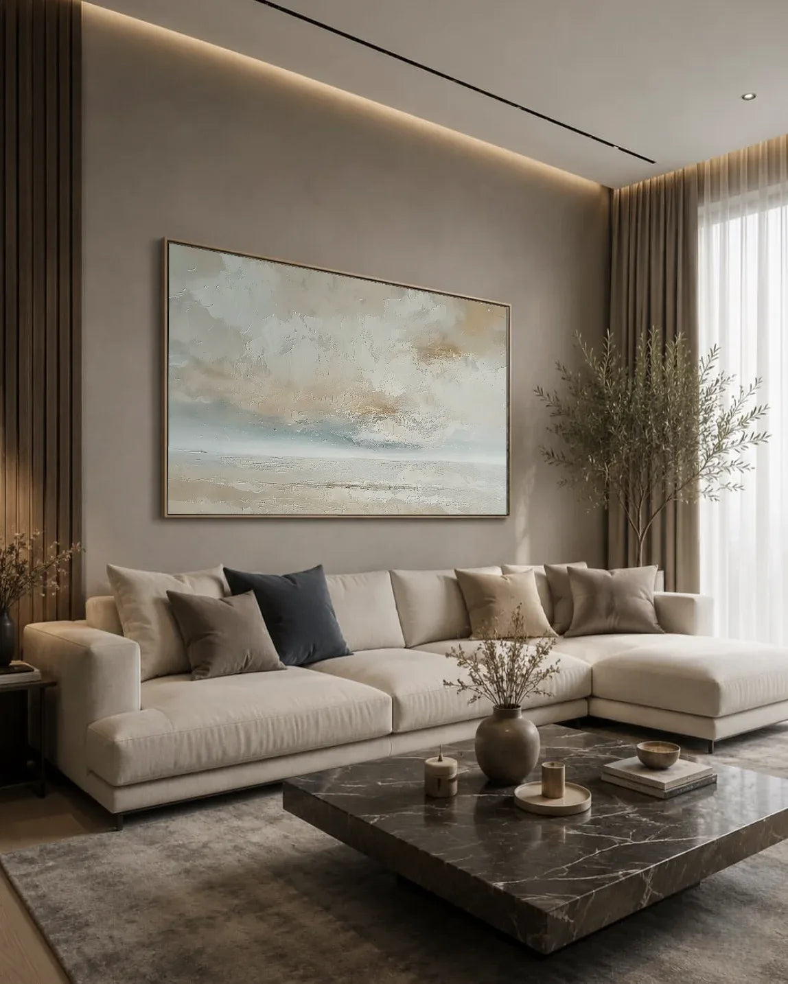 Wide Neutral Wabi Sabi Canvas Art No.190