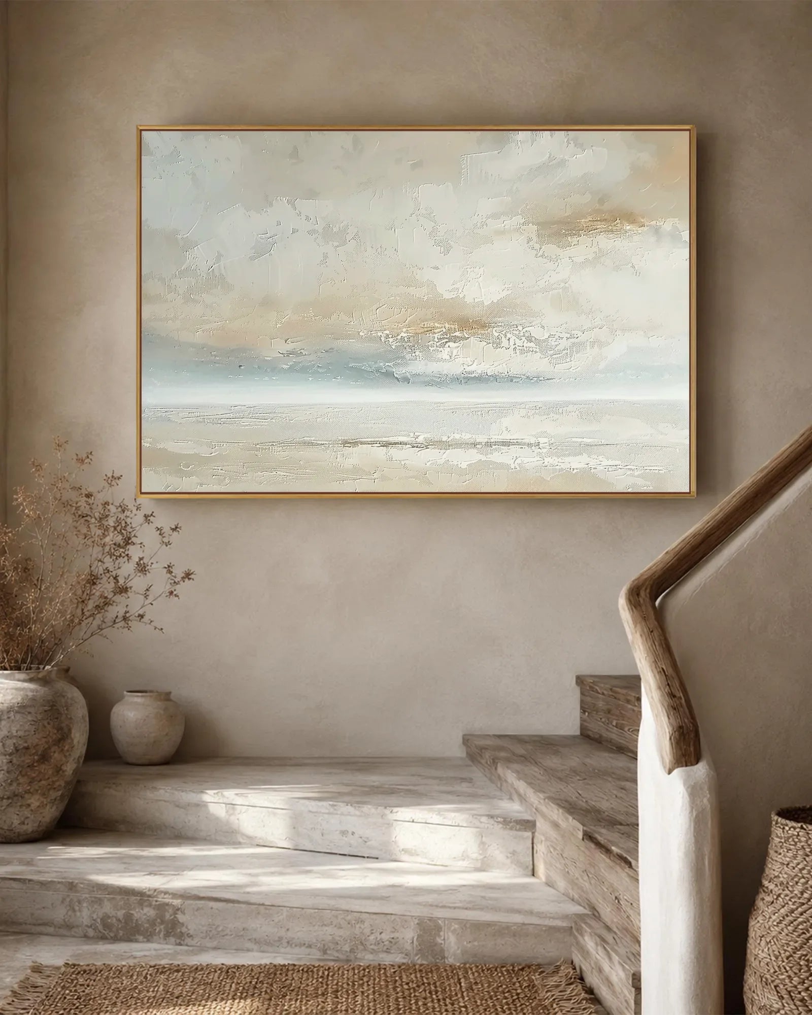 Wide Neutral Wabi Sabi Canvas Art No.190