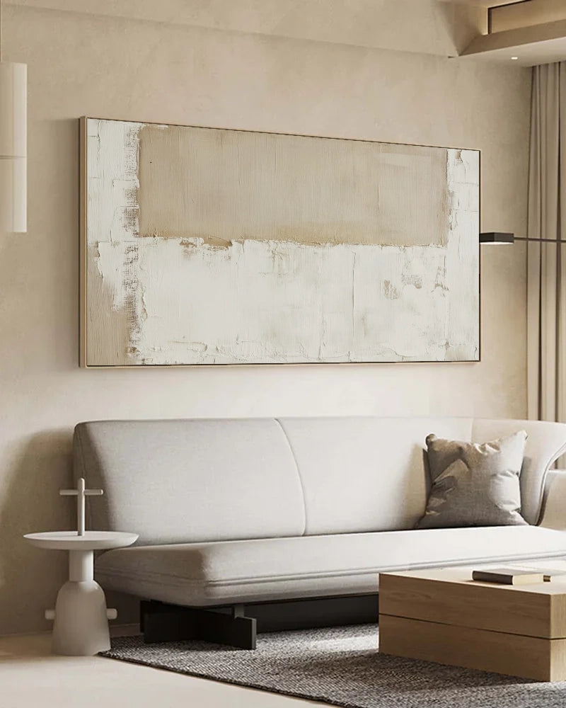 Wide Neutral Wabi Sabi Canvas Painting No.192
