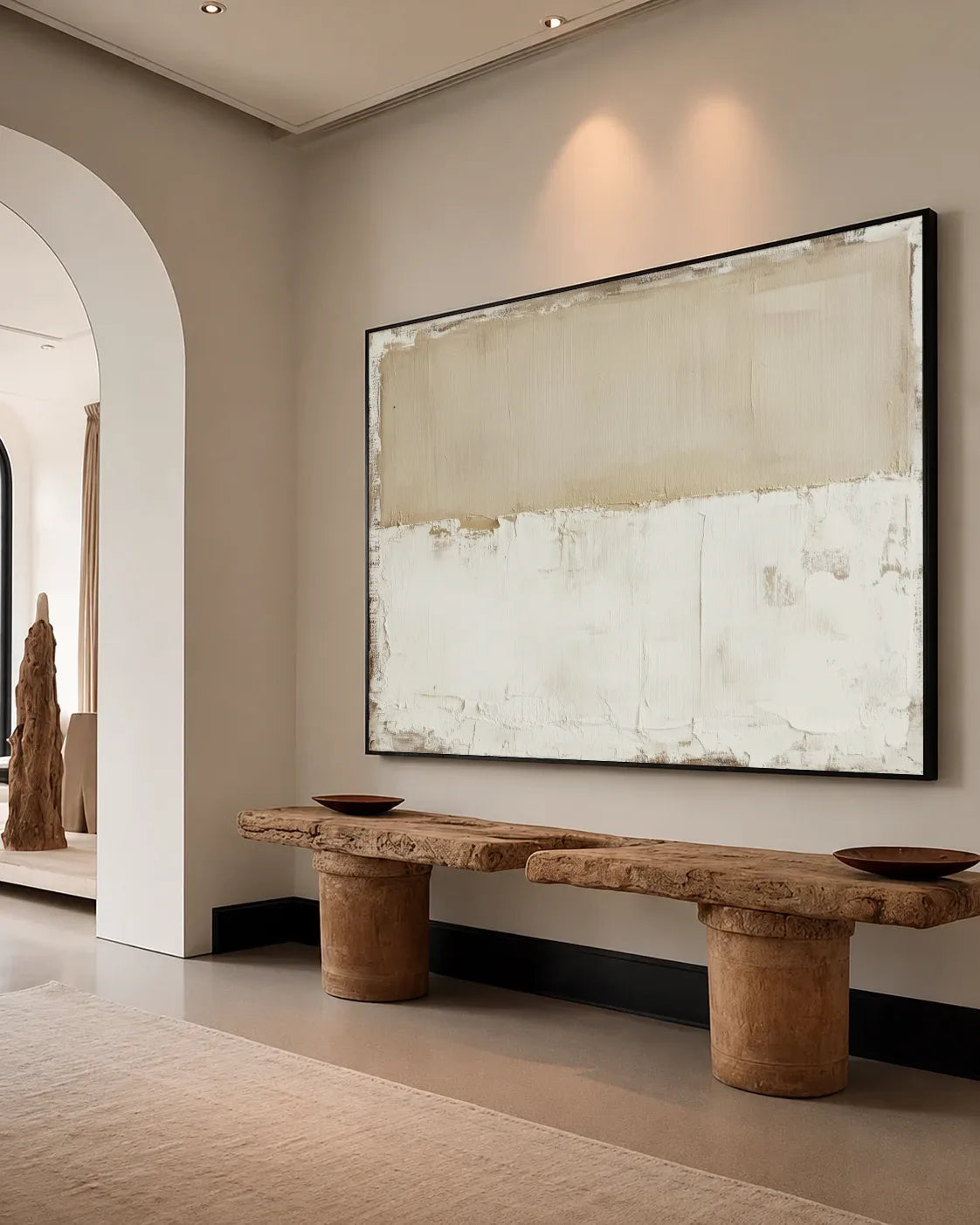 Wide Neutral Wabi Sabi Canvas Painting No.192