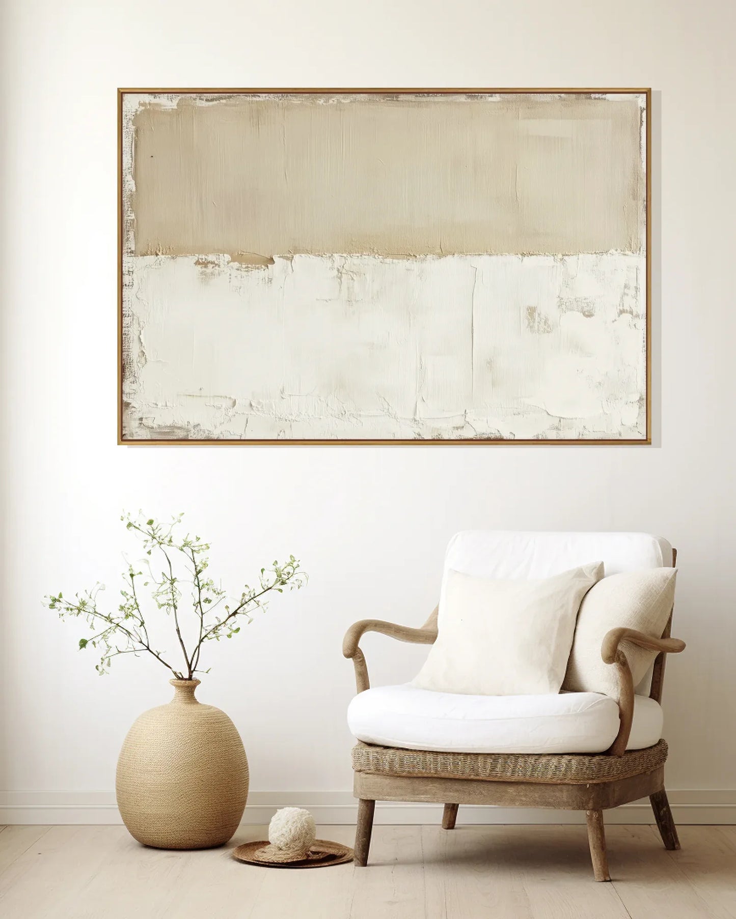 Wide Neutral Wabi Sabi Canvas Painting No.192