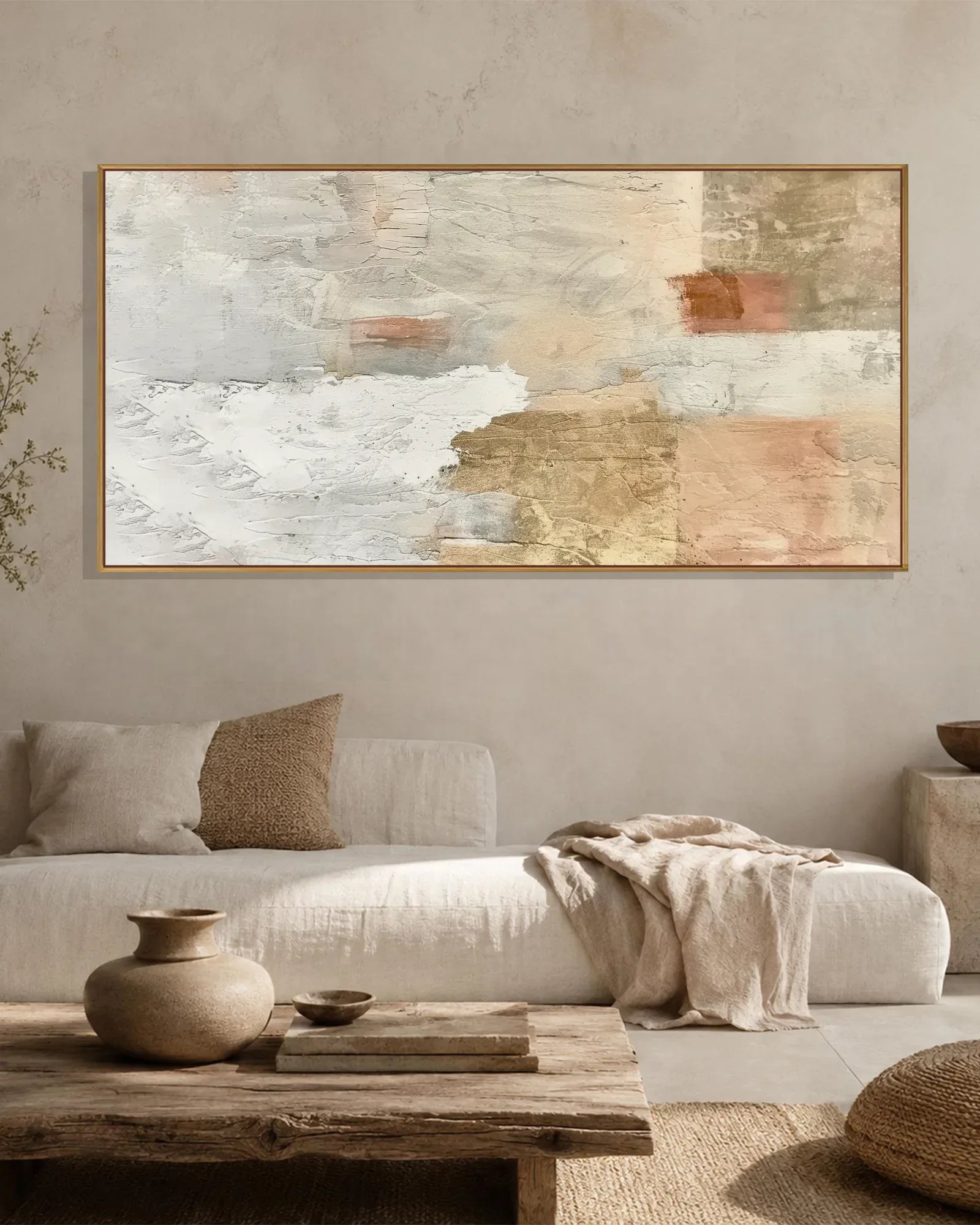 Wide Neutral Wabi Sabi Wall Art No.188