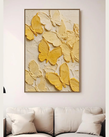 Yellow Butterfly Texture Canvas Art No.117
