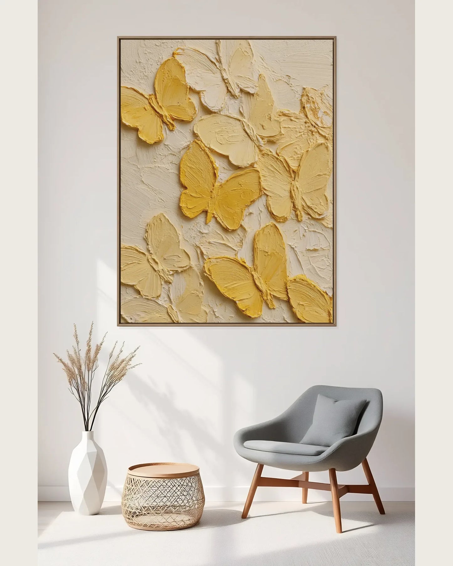 Yellow Butterfly Texture Canvas Art No.117