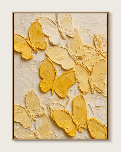 Yellow Butterfly Texture Canvas Art No.117