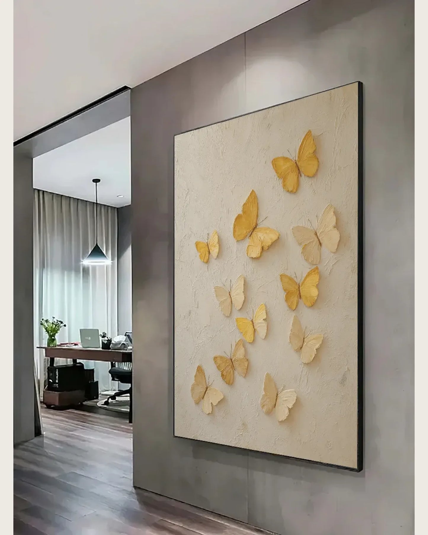 Yellow Butterfly Texture Wall Art No.116