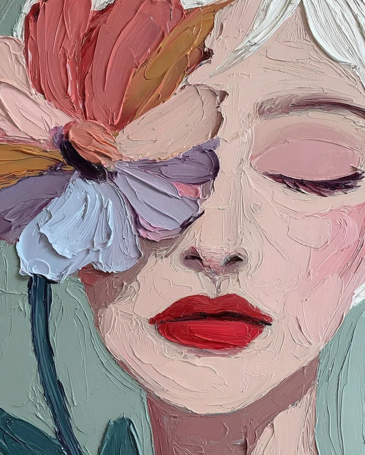 Art Painting Woman With Flower No.013