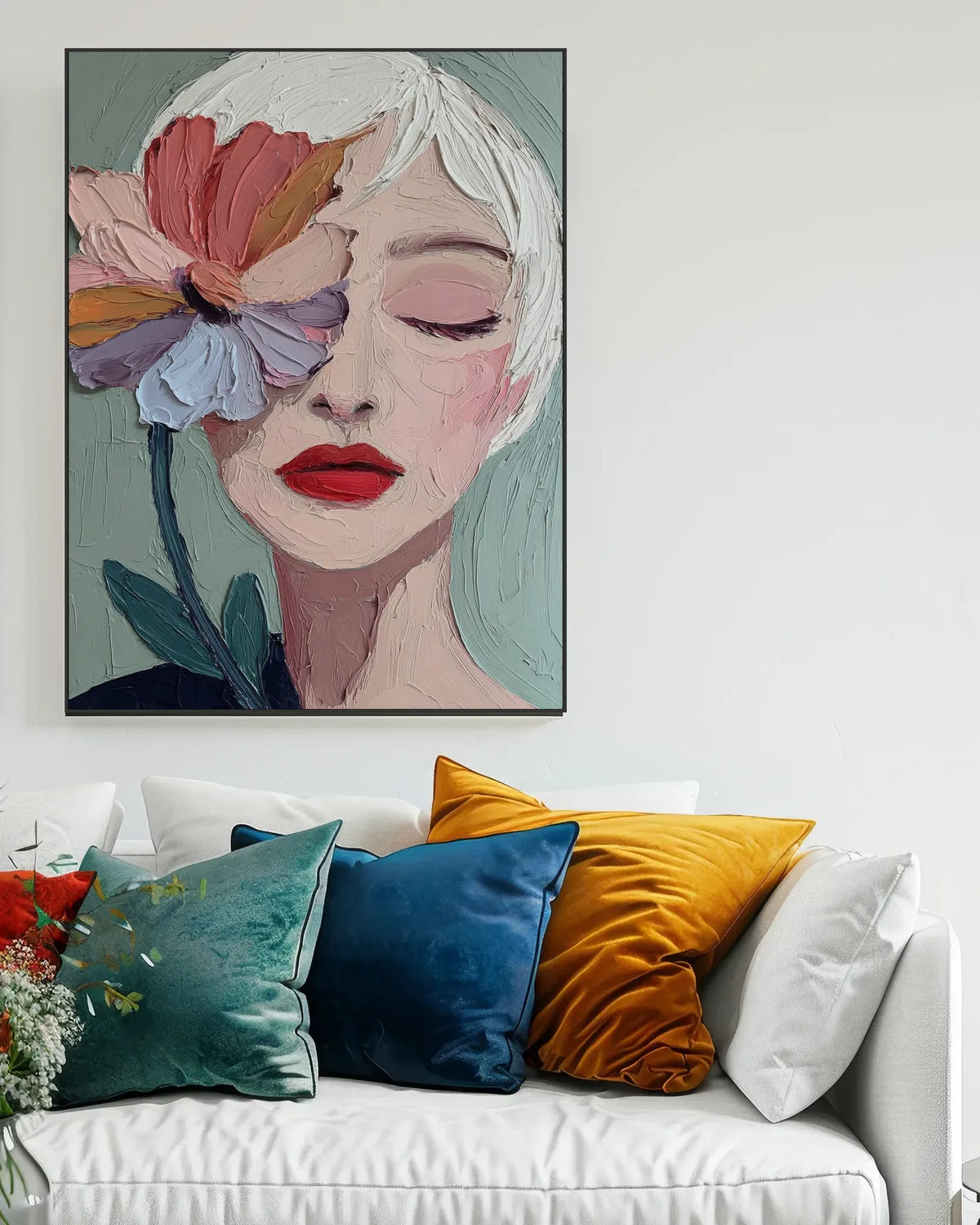 Art Painting Woman With Flower No.013