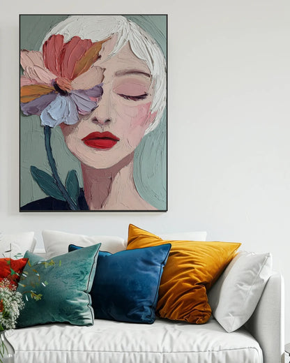 Art Painting Woman With Flower No.013