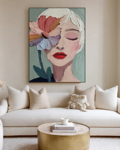 Art Painting Woman With Flower No.013
