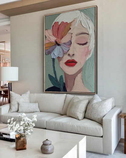 Art Painting Woman With Flower No.013