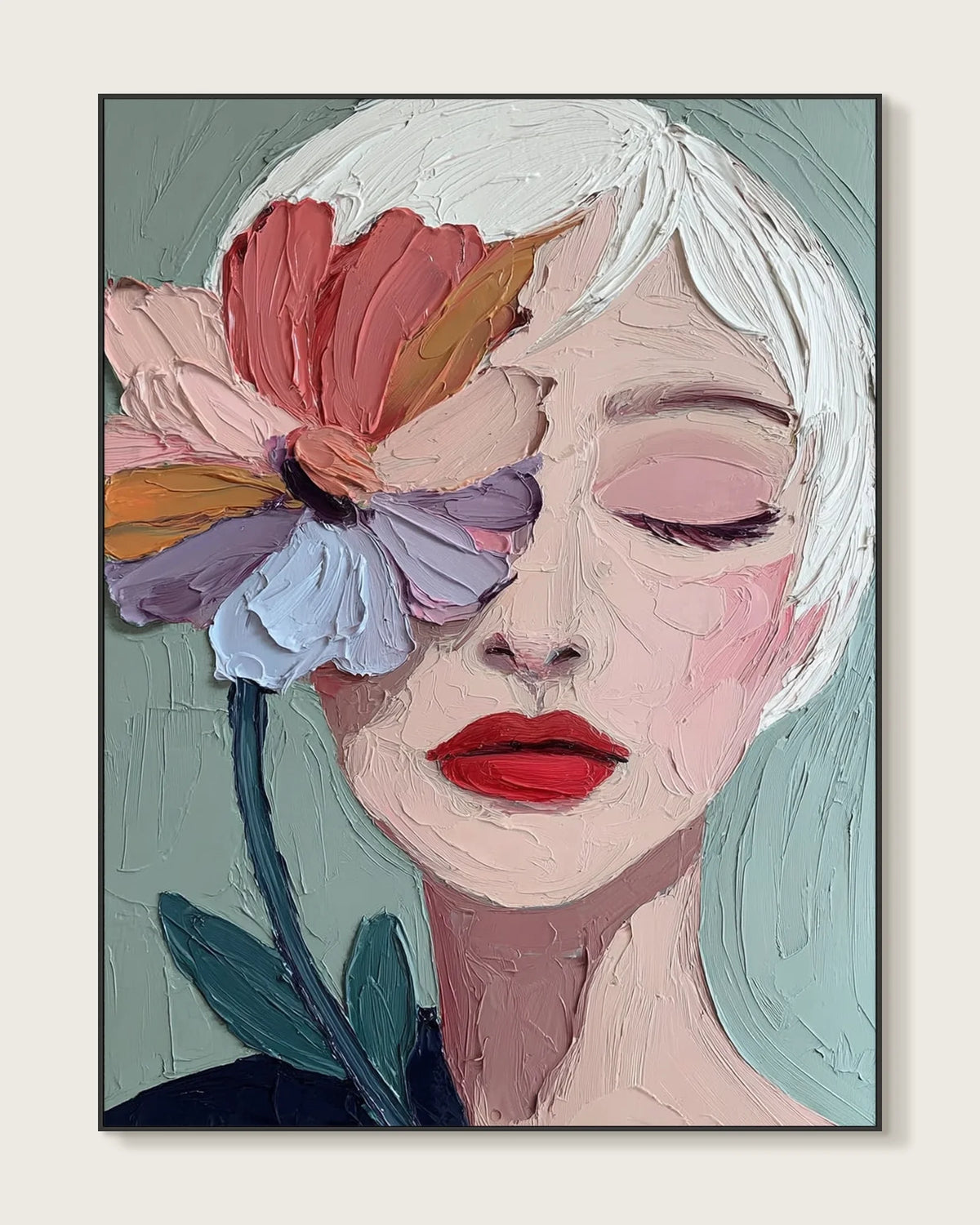 Art Painting Woman With Flower No.013
