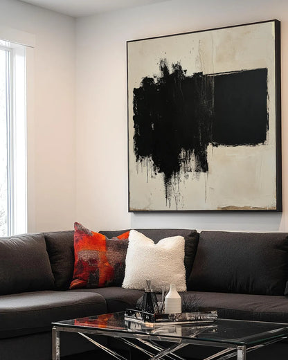 Black And Beige Square Painting No.030