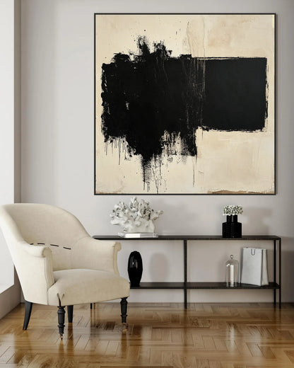 Black And Beige Square Painting No.030
