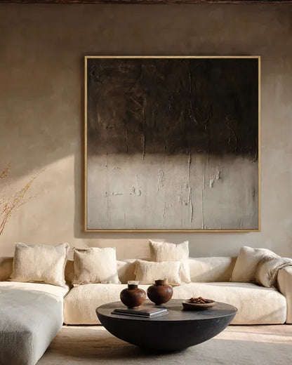 Black And Beige Square Painting