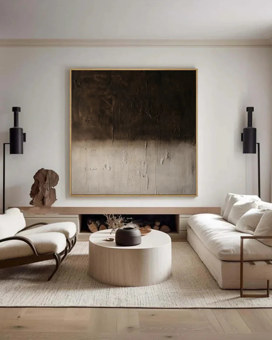 Black And Beige Square Painting