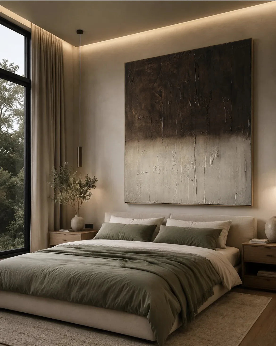 Black And Beige Square Painting