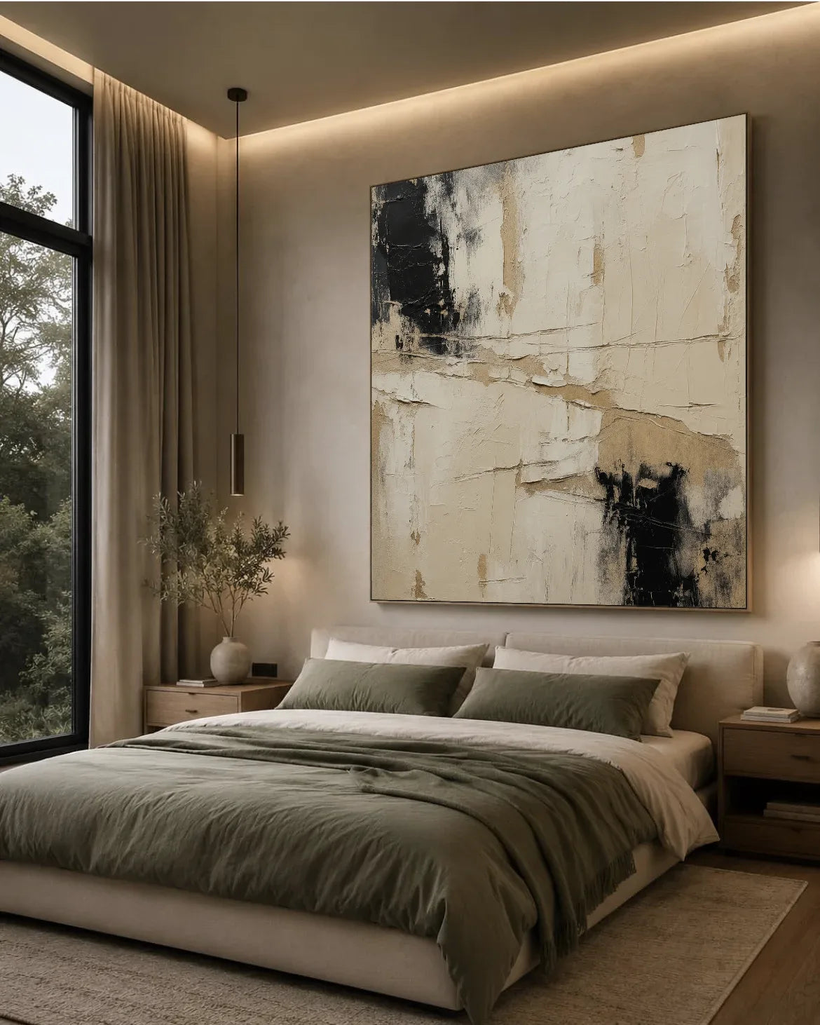 Black And Beige Square Wall Art