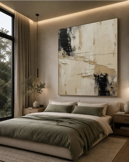 Black And Beige Square Wall Art