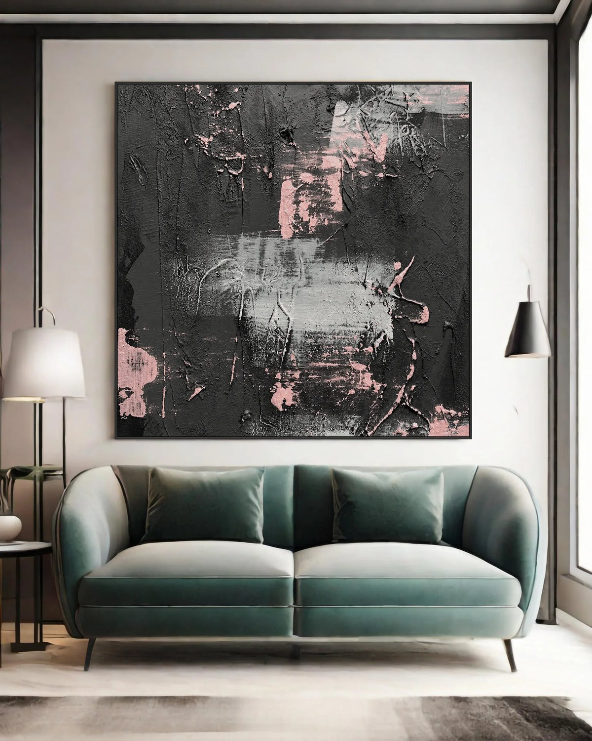 Black And Pink Square Painting No.029
