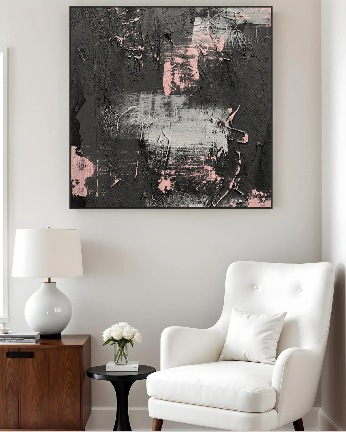 Black And Pink Square Painting No.029