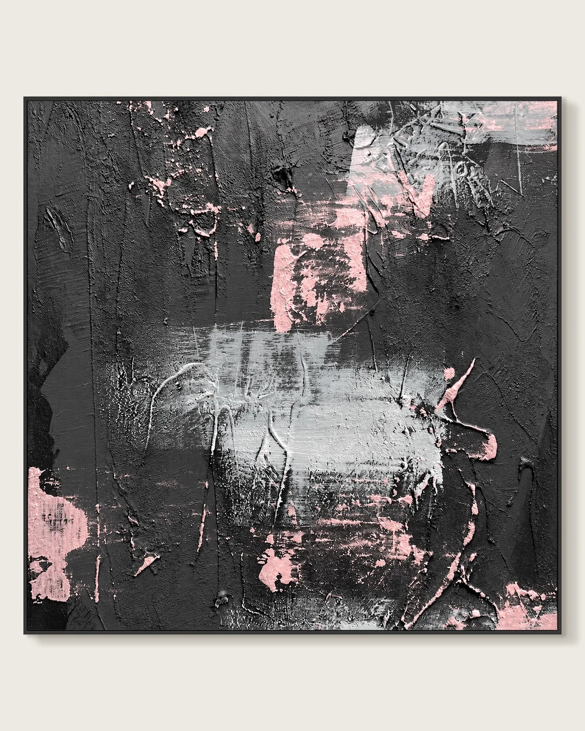 Black And Pink Square Painting No.029
