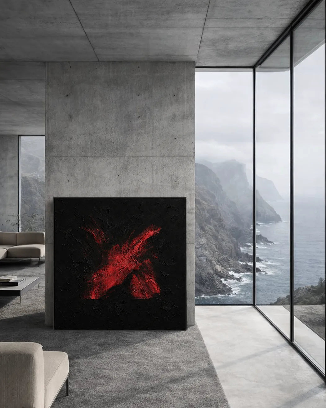Black And Red Squares Painting No.016