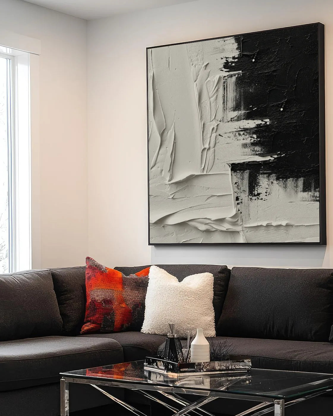 Black And White Square Painting No.010