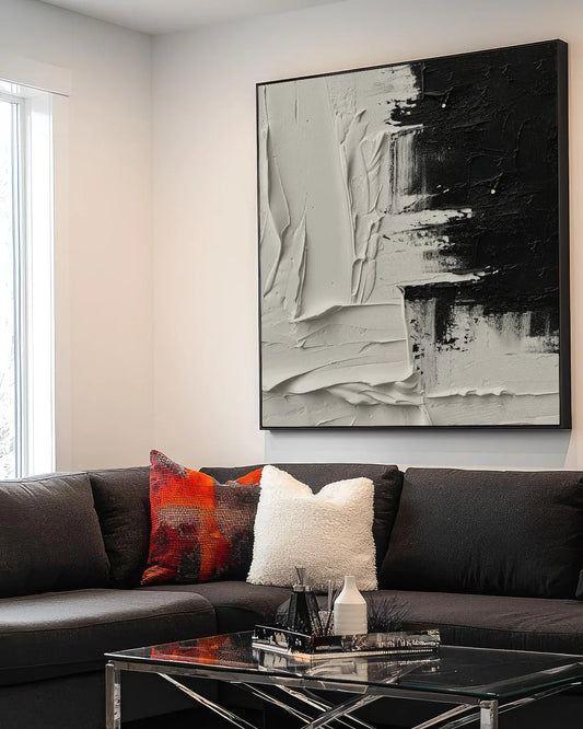 Black And White Square Painting No.010