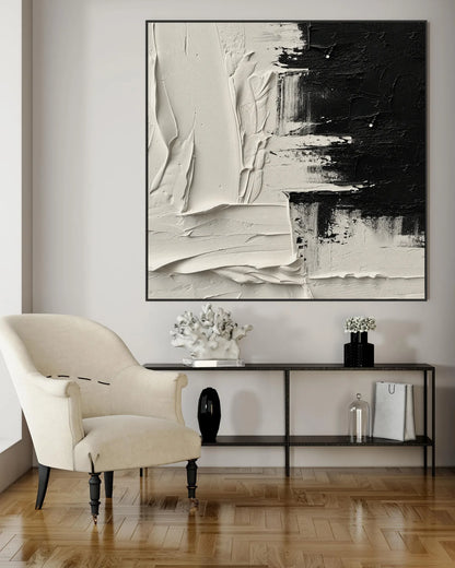 Black And White Square Painting No.010