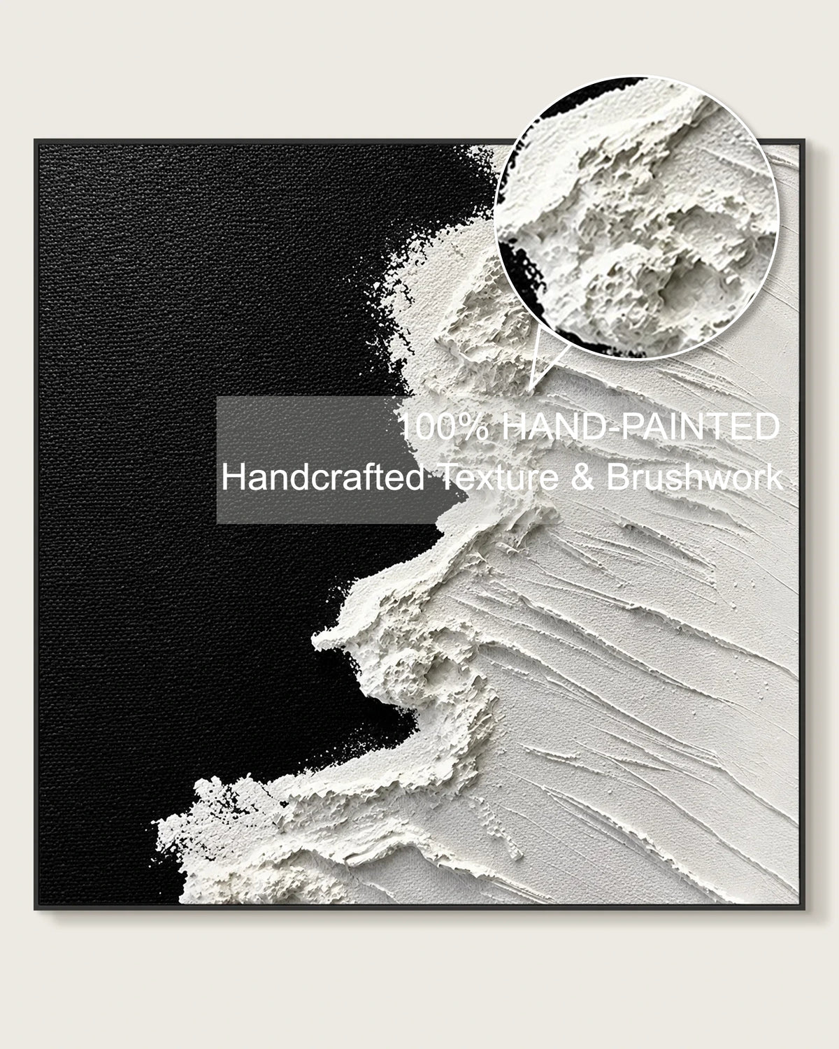 Black And White Square Painting Of Beach No.018