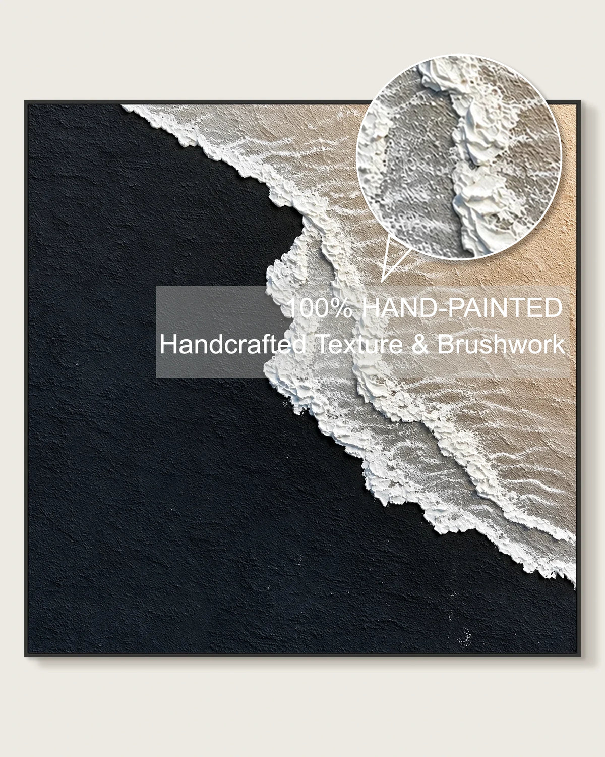 Black And White Square Painting Of Sea No.019