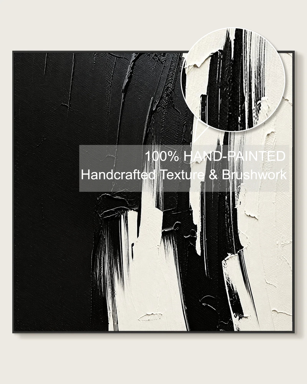 Black And White Textured Square Painting No.023