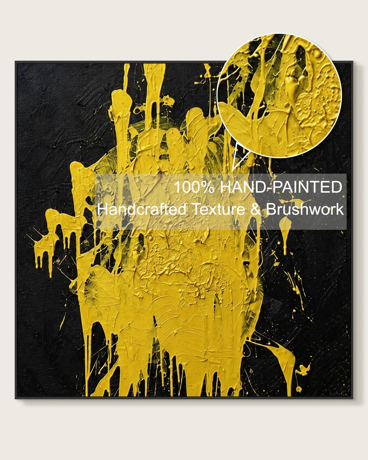 Black And Yellow Square Abstract Art No.017