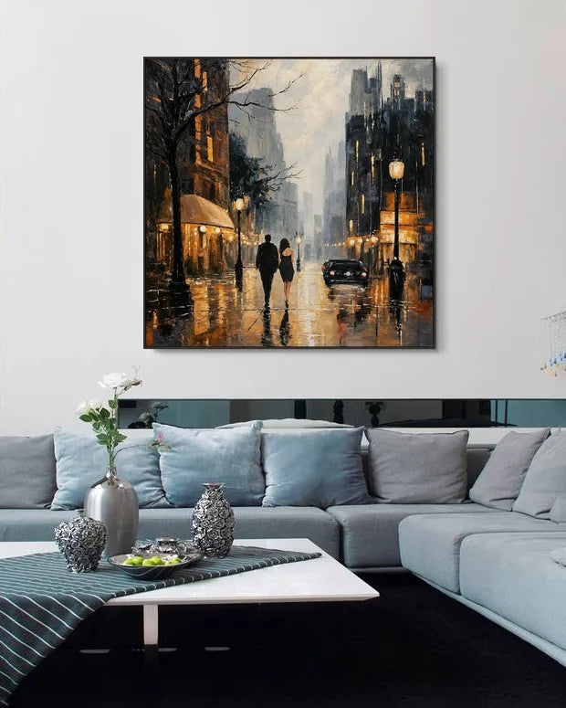 Black Square Painting Of City Life No.028