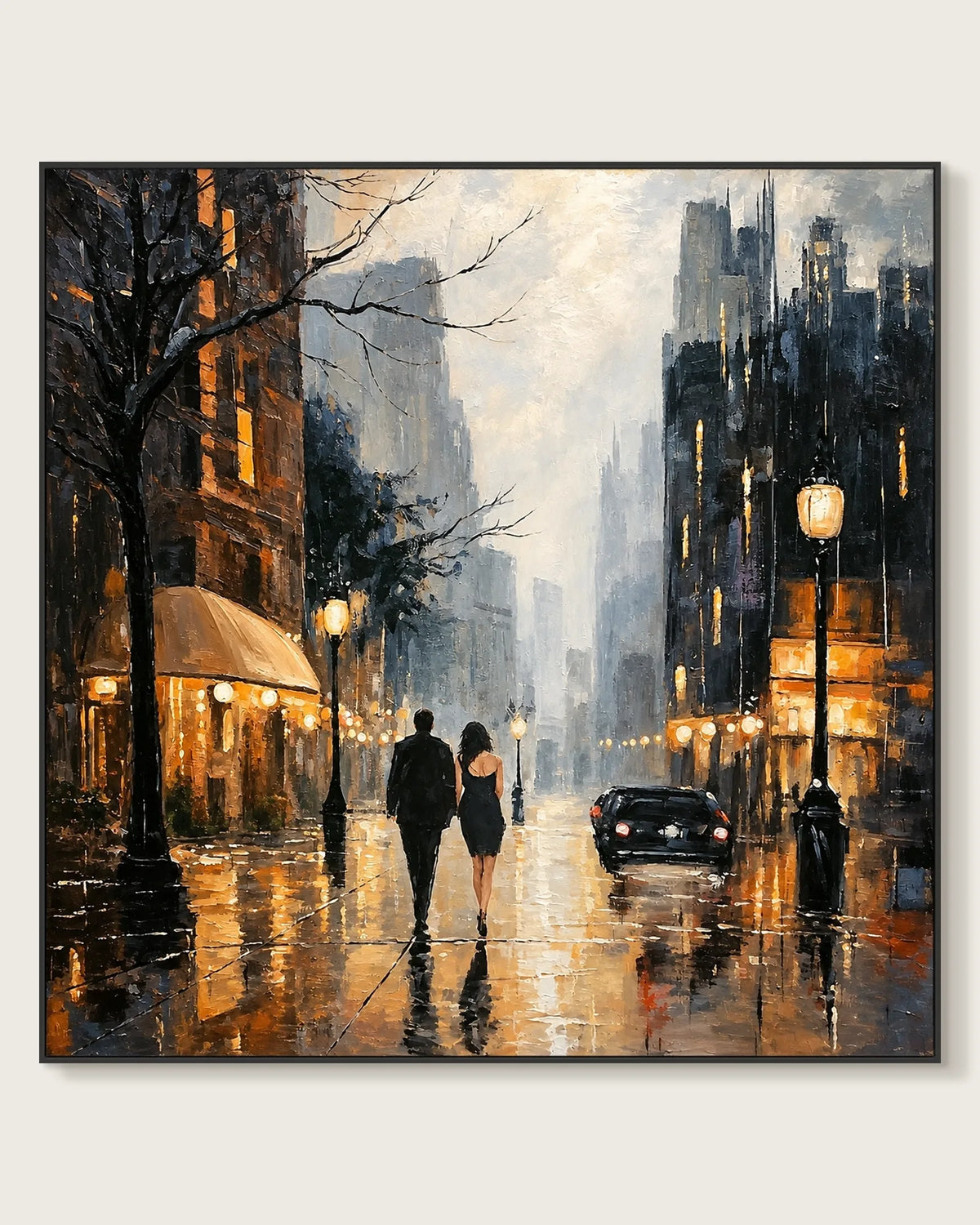 Black Square Painting Of City Life No.028