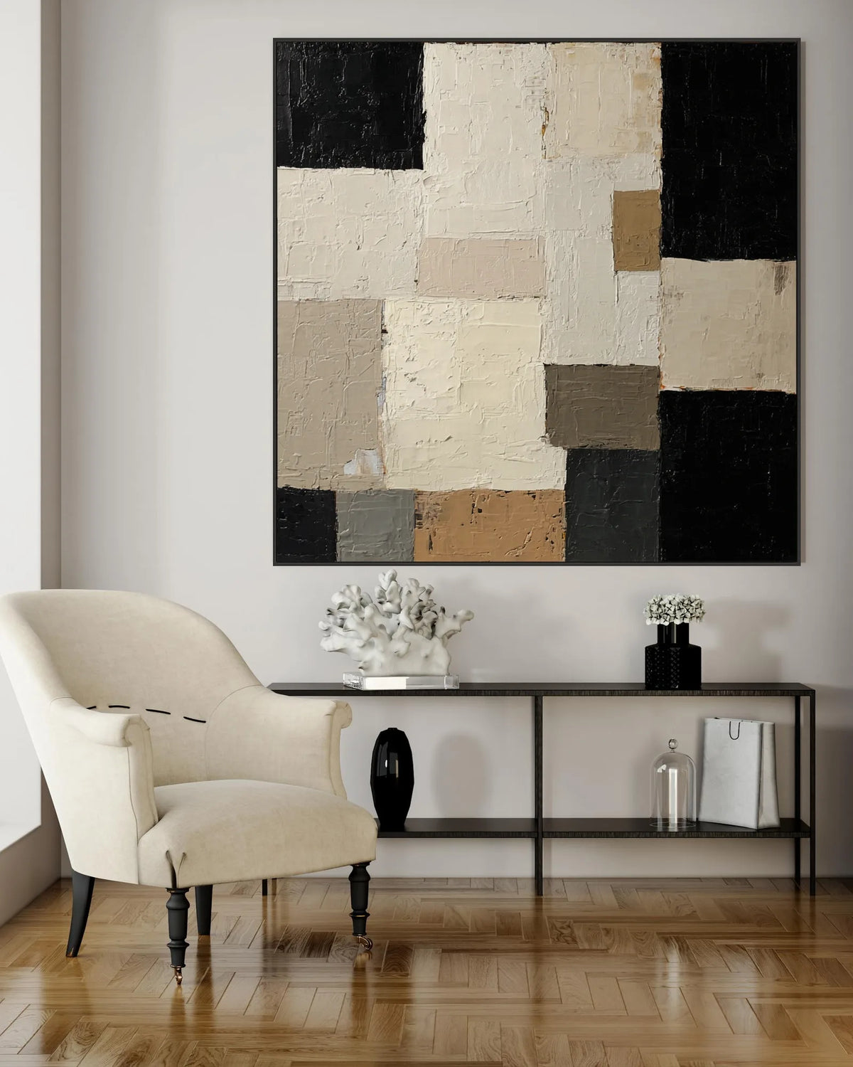 Geometry Black Square Wallart No.022