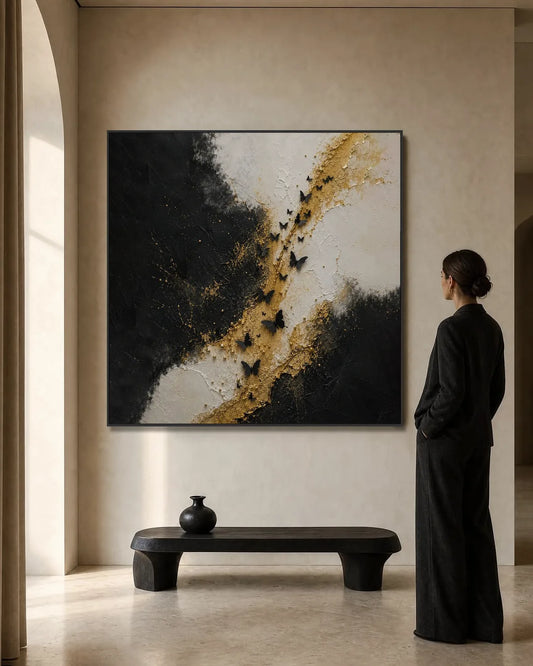 Gold Butterfly Square Painting No.005