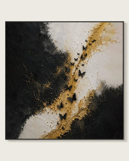 Gold Butterfly Square Painting No.005