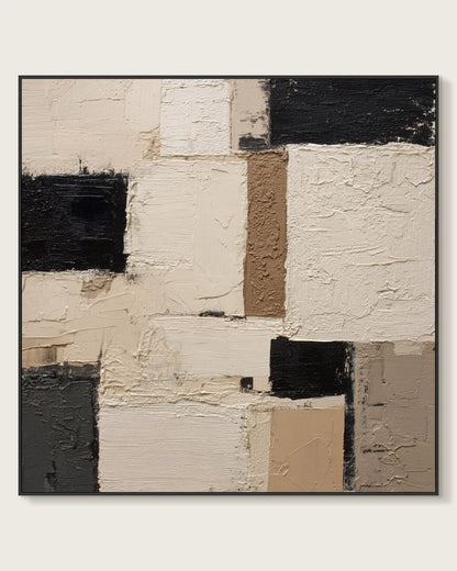 Large Geometry Black Square Painting No.021