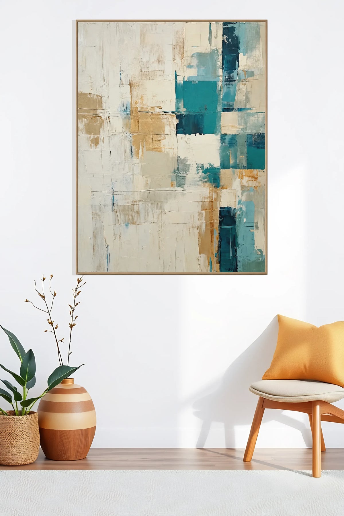 Teal Blocks Gold Seam No.014