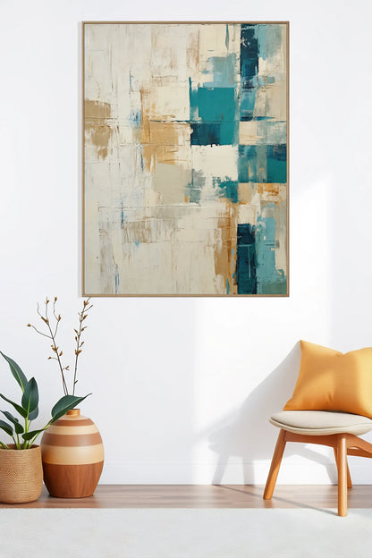Teal Blocks Gold Seam No.014